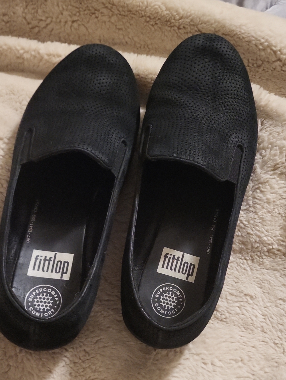FitFlop Women’s Black Perforated Slip-On Loafers